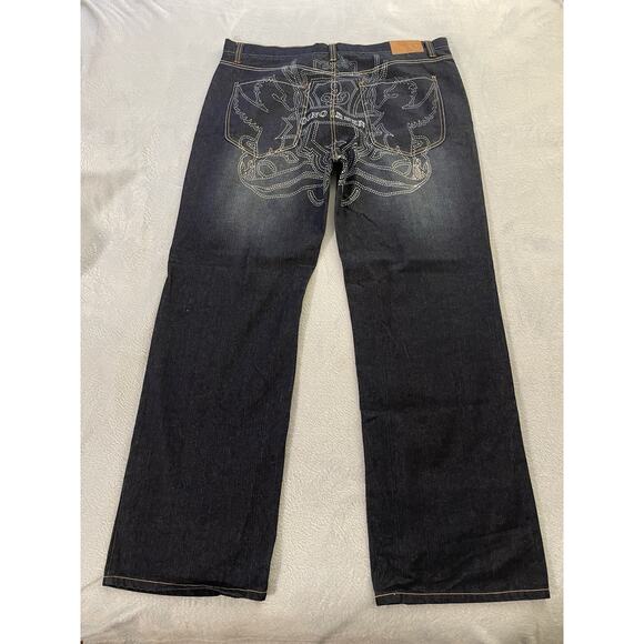 Vintage Gino Green Global Y2K Dark Blue Button-Fly Denim Jeans Size 42 New - Picture 8 of 12